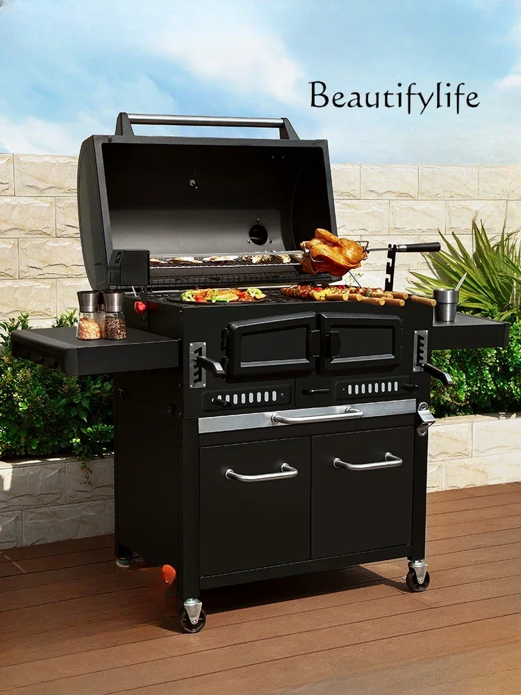 Large courtyard home grill garden charcoal American BBQ outdoor carbon grill