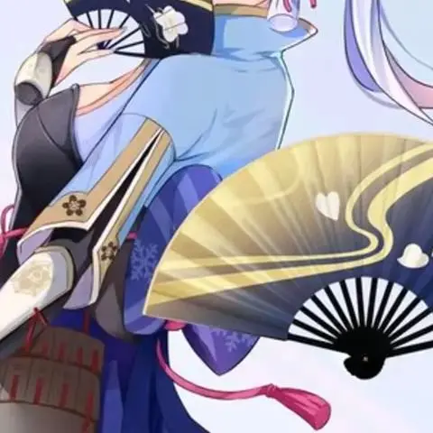 

Genshin Impact Kamisato Ayaka Cosplay Fan Cloth Folding Fan Summer Durable Portable Hand Fan Cosplay Prop Gift