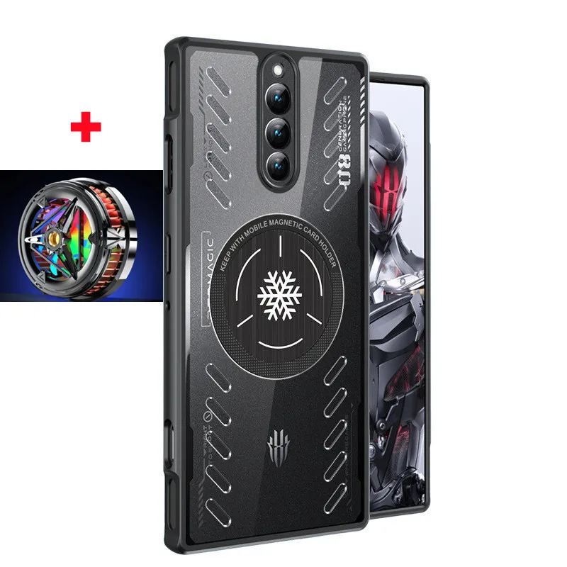 

New Heat Dissipation Transparent Cooling Case For Nubia Redmagic 8 Pro Plus + Radiating Aluminum Magnetic Adsorption Armor Cover