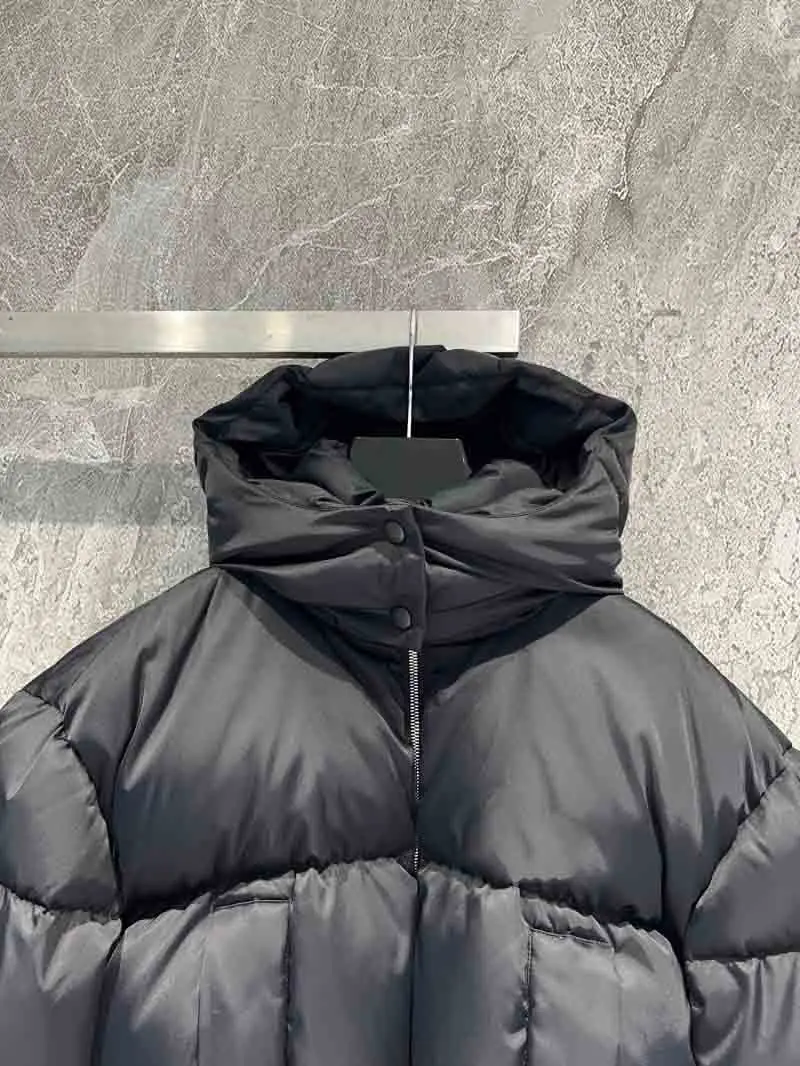 High street women's down jacket, fashionable trend, elastic waistband, long sleeved hooded, thick and warm cotton jacket