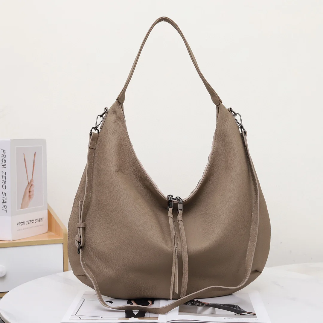 

Genuine Grade Cow Leather Women's Shoulder Crossbody Large Bags Luxury Designer Brand Ladies Soft Cowhide Handbag for Woman New