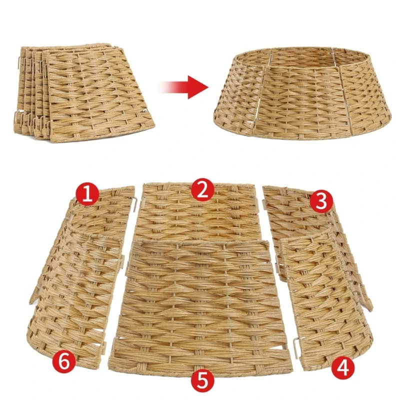 Wicker Christmas Tree Skirt Stylish Stand Cover to Enhances Holiday Festivals Dropship