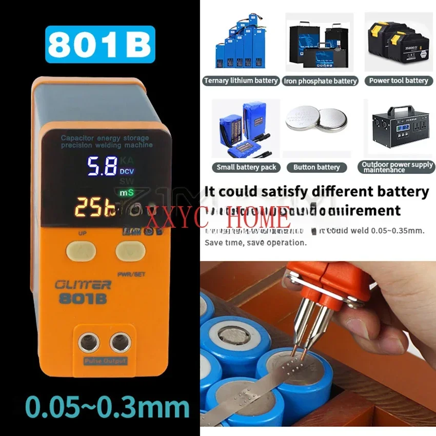 801A 801B Spot Welder 18650 Battery Mini Spot Welder Storage Digital Display Storage Energy Pulse Spot Welding Machine 10.6KW