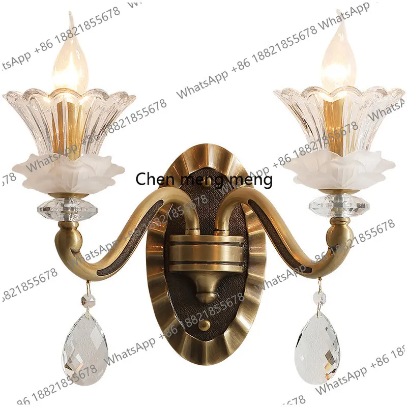 

American wall lamp all copper simple light luxury living room TV background wall lamp luxury atmosphere bedroom bedside lamp