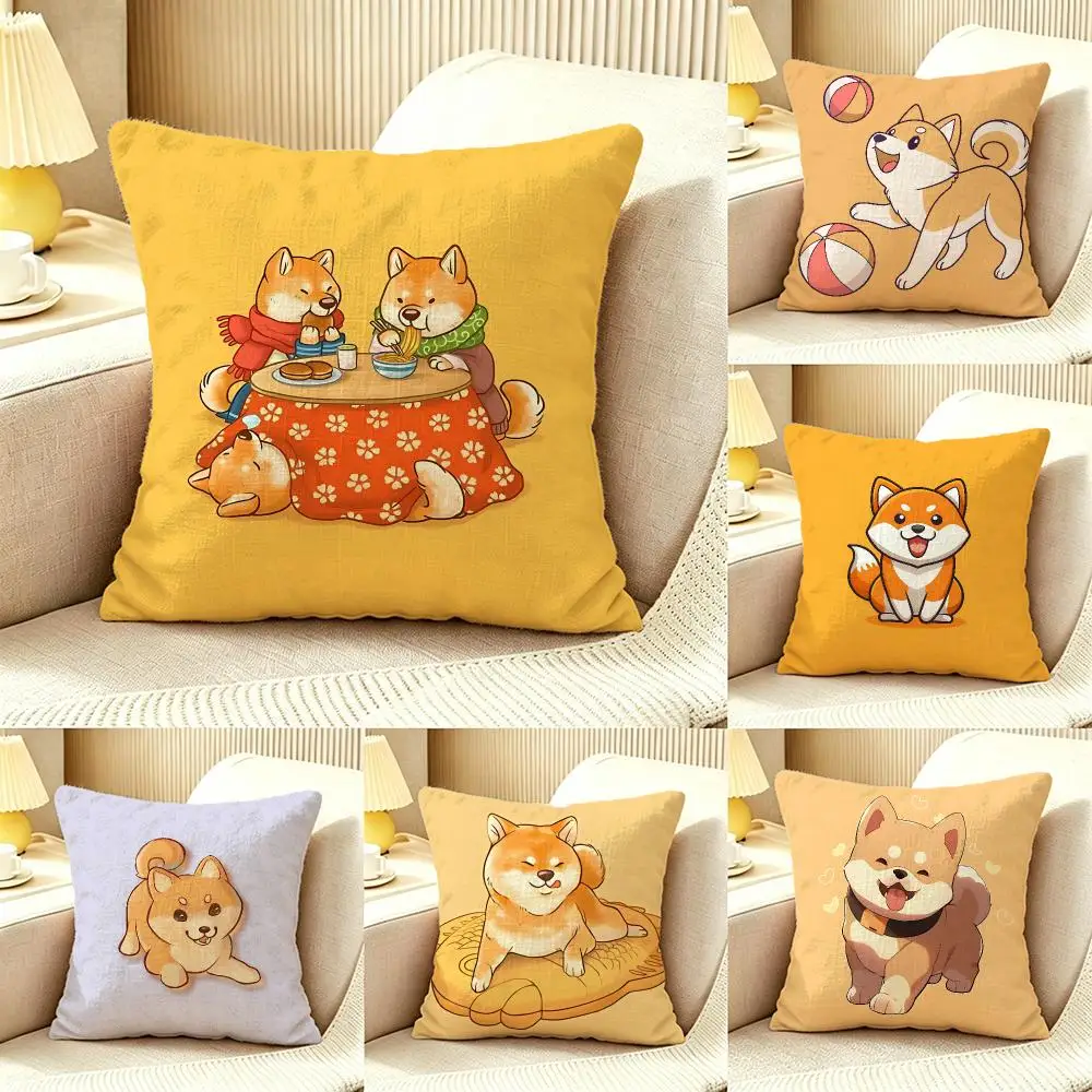 Adorable Shiba Inu Cushion Cover Pillow Cover Nordic Minimalist Throw DoubleSided Print Cushion Case for Sofa Bedroom Decor