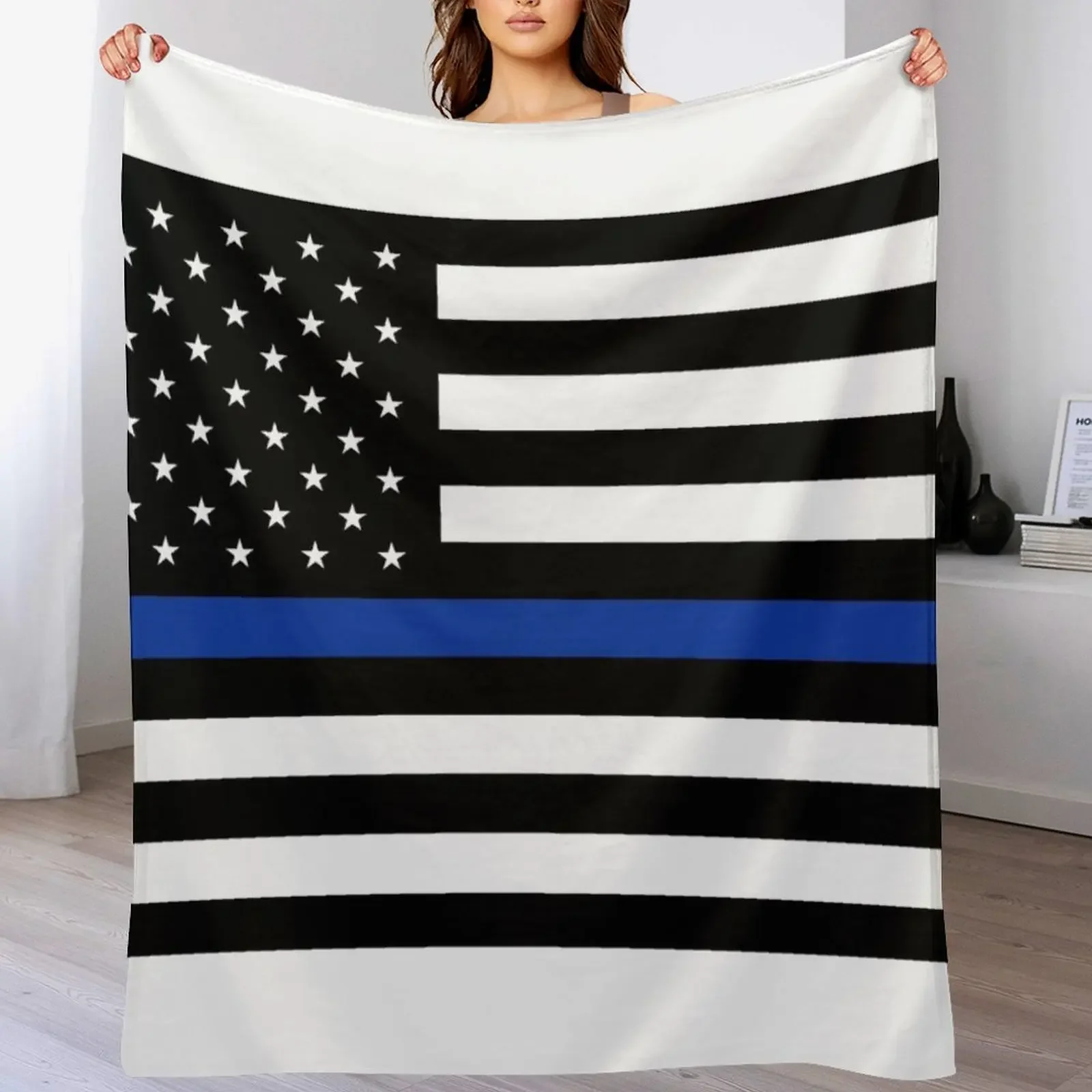 

Thin Blue Line Flag Throw Blanket Decorative Beds Extra Large Throw Flannels Thermals For Travel Blankets