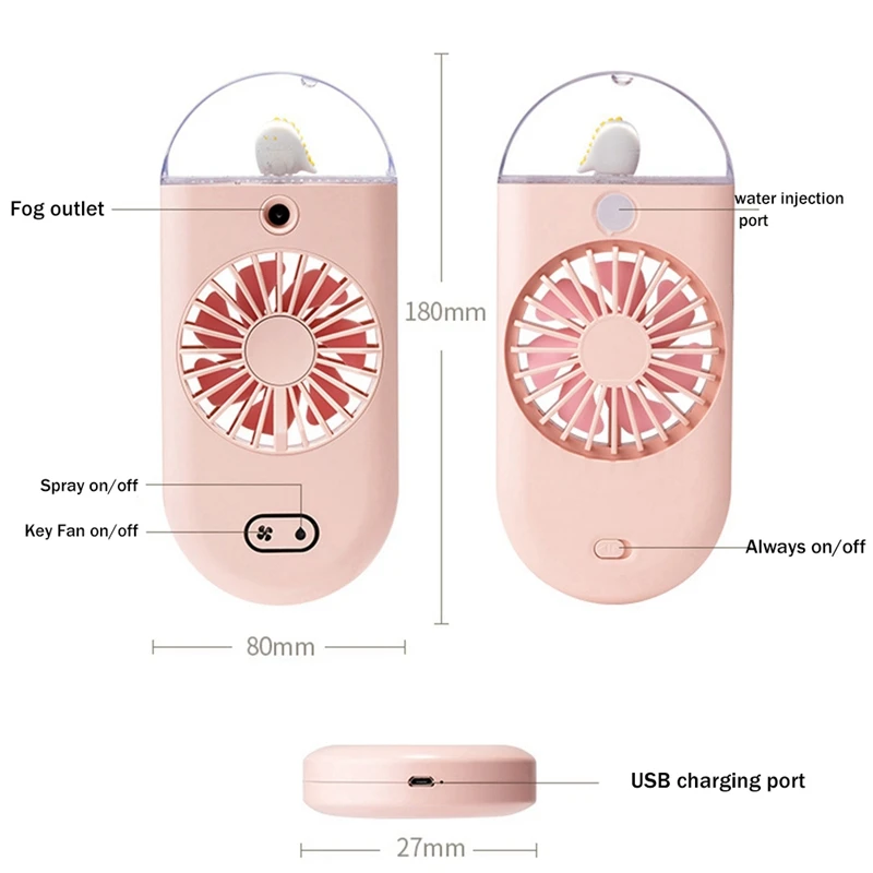 Portable Handheld Misting Fan, Rechargeable Personal Mister Fan, Battery Operated Spray Mist Fan For Outdoors