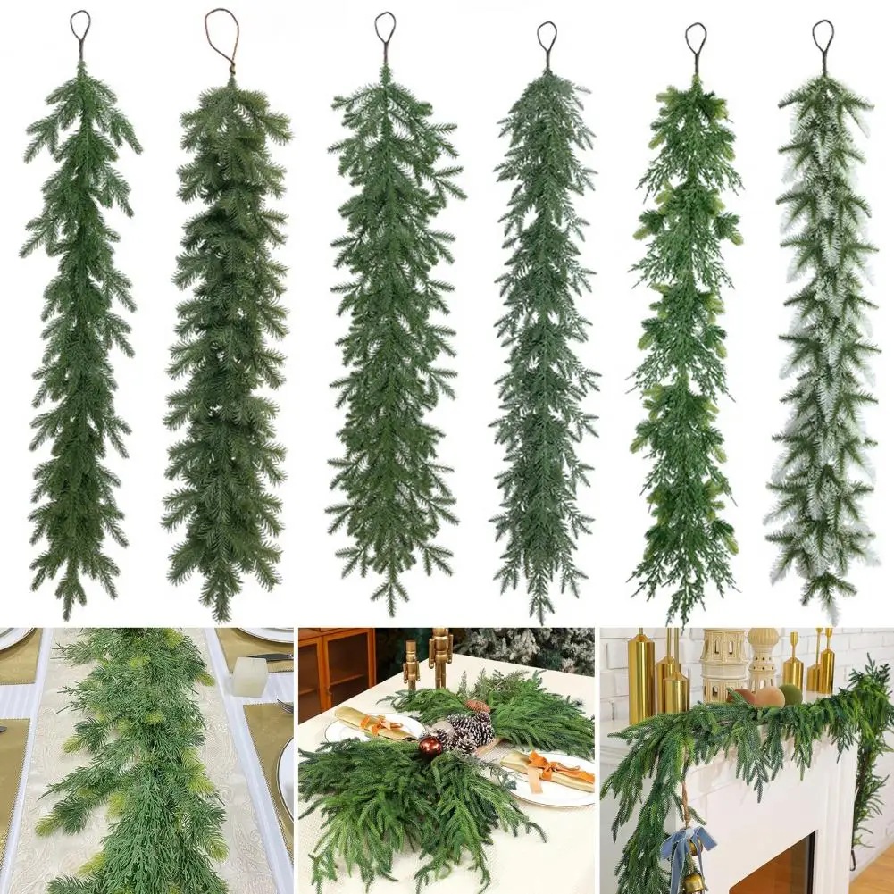 Guirxiété de Verdure Artificielle pour Noël, Fait à la Main, Branche de Vacances, Décor de Porte, 120cm