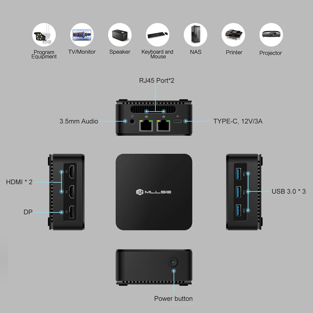 MLLSE-NipMini PC Windows 11 Pro, Alder Lake N100, Intel 12e, DDR5, 12 Go de RAM, 512 Go, Dean, WiFi, 6 BT Stimule, Ordinateur de bureau, Mini PC, Travail