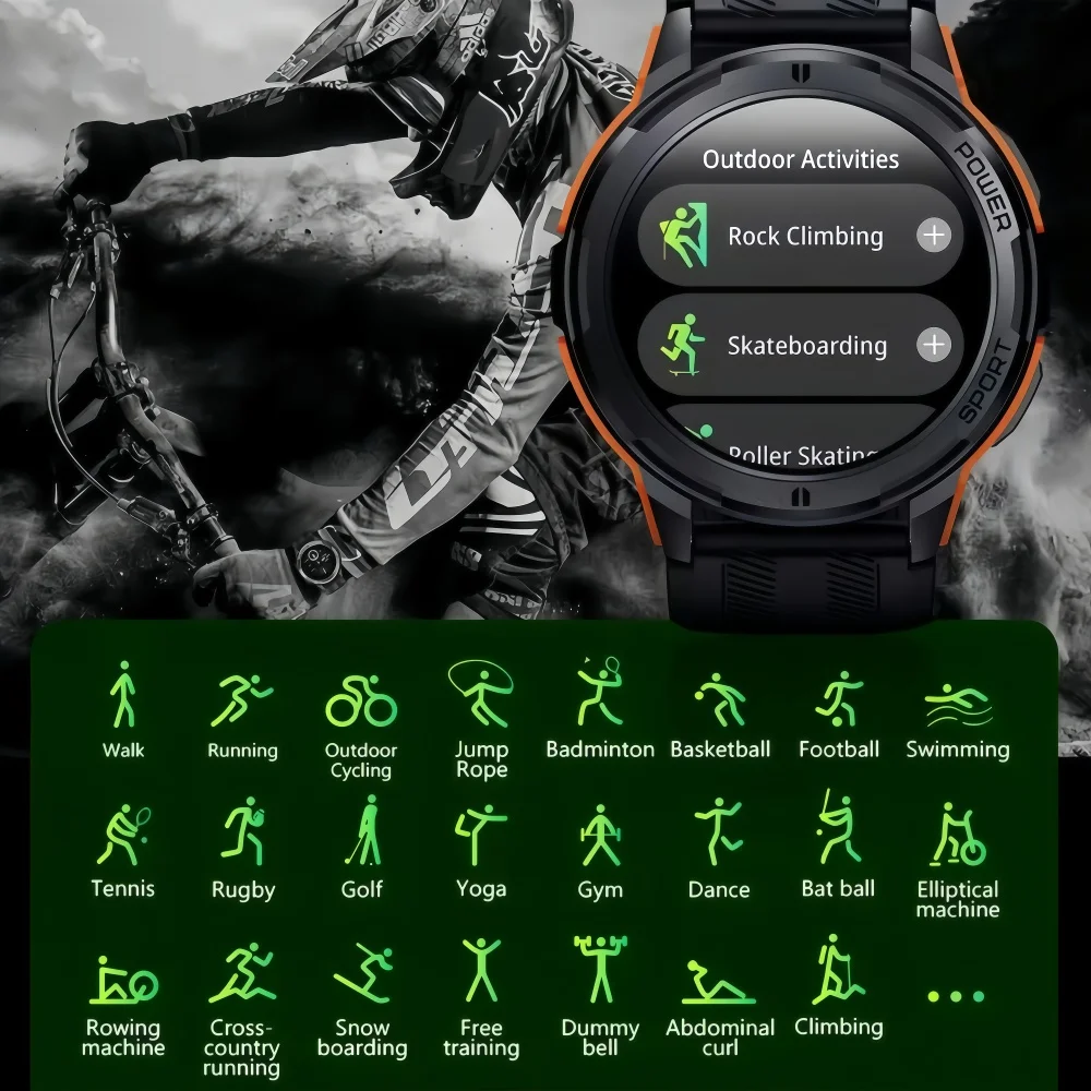 C25 الساعات الذكية للرجال شاشة AMOLED 1.43 "1ATM مقاوم للماء مراقب معدل ضربات القلب الرياضة Smartwatch بلوتوث دعوة النساء اللياقة البدنية