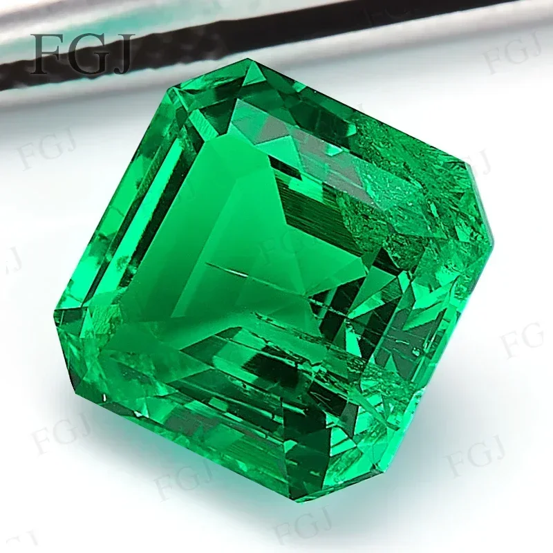 

New Promotion Lab Grown Colombian Emerald Hydrothermal Asscher Synthetic Gemstone Inclusions Inside Jewelry With AGL Certificate