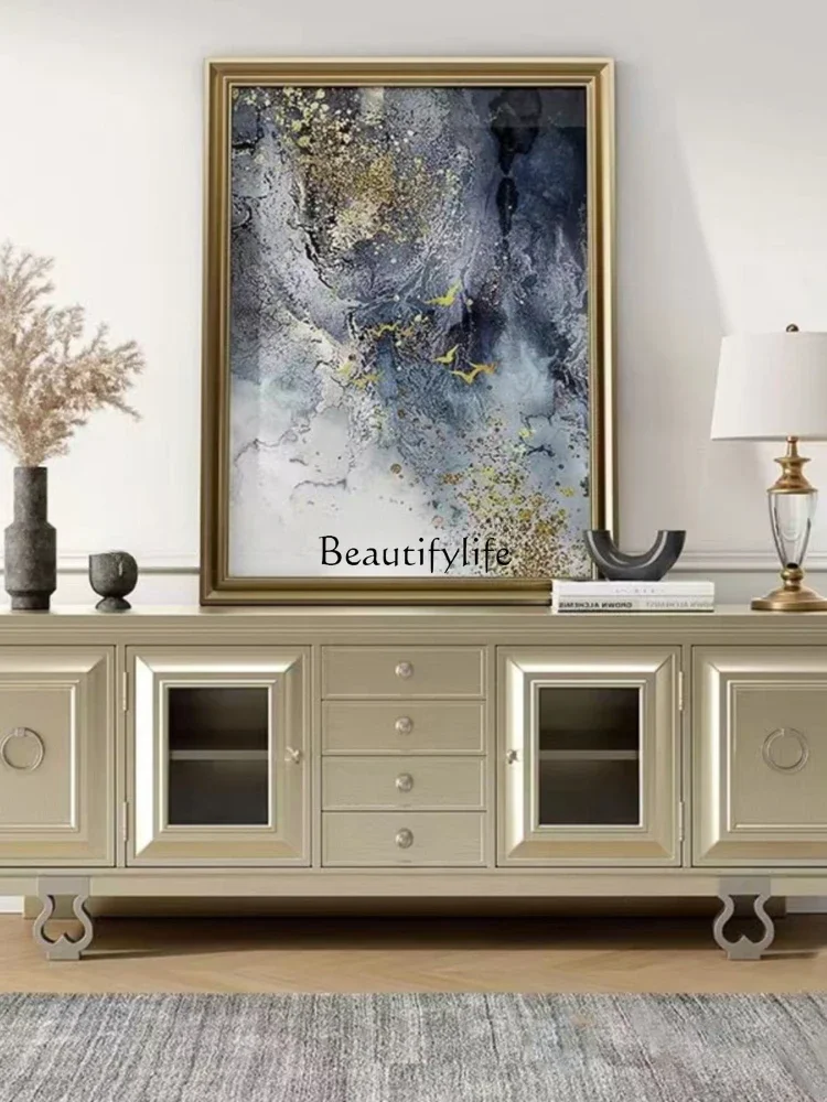 

yj 5 TV Cabinet Mild Luxury Retro Solid Wood Carved Champagne Gold Living Room Floor Cabinet