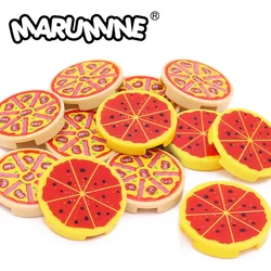 MARUMINE 30PCS Tile Round 2x2 Pizza Food Accessories MOC Brick 14769 4150 Compatible Printing Friend Building Blocks Parts Toys