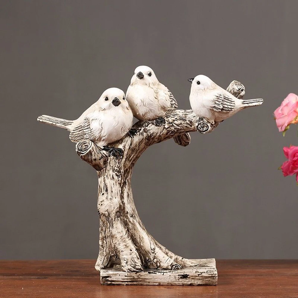 

Nordic Resin Pastoral Creative Bird Ornaments Tabletop Simulation Branch Bird Figurines for Office Room Decoration Accessories