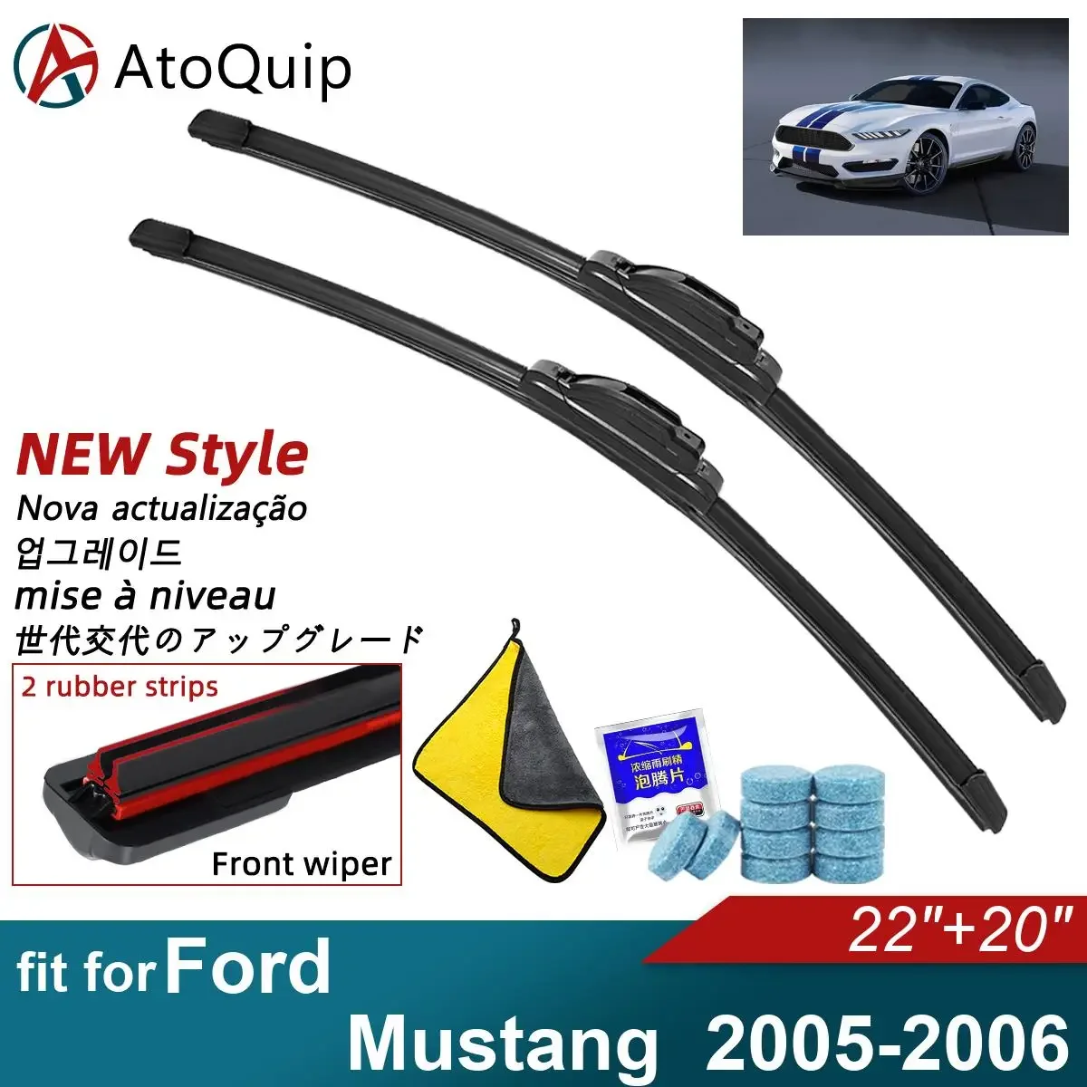 Car Windshield Wiper Blades Fit For Ford Mustang Wiper Blades Soft Rubber Auto Front Windscreen 2005 2006