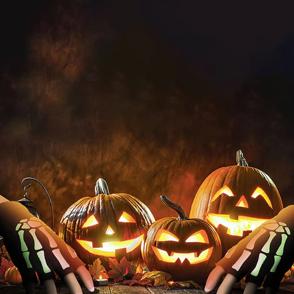 

2 Pairs Warm Gloves for Men Luminous Skull Cool Cosplay Women Cold Weather Scary Halloween Hand Costume