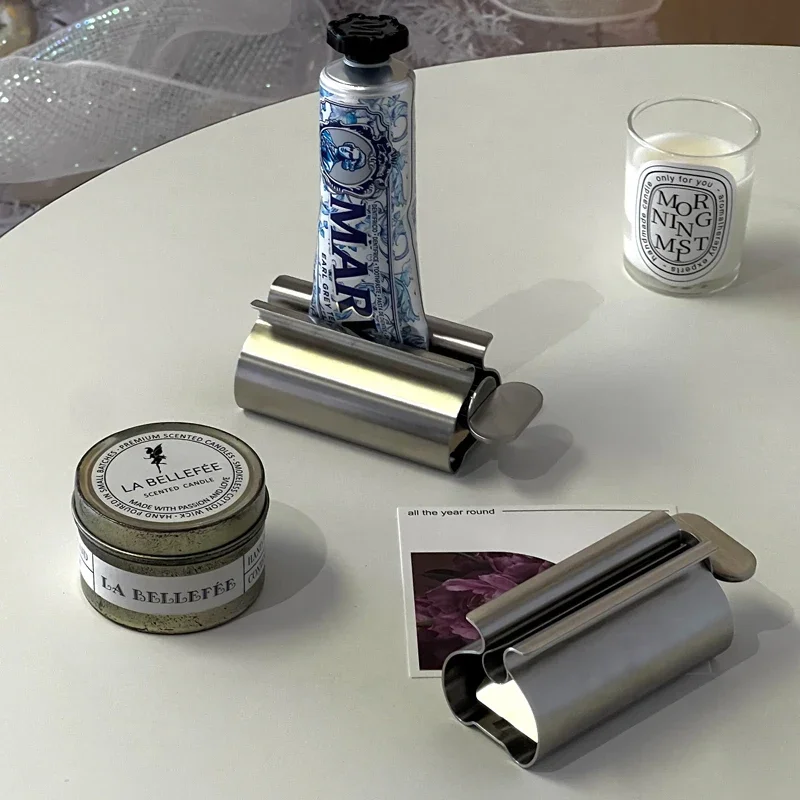 Stainless Steel Toothpaste Squeezers Manual Metal Toothpaste Dispenser Face Creams Rolling Press Bathroom Accessories