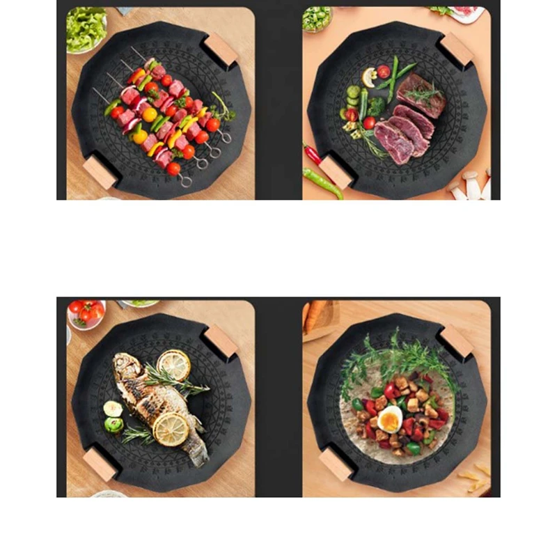 Outdoor Portable Camping Hexagram Maifan Stone Non-Stick Smokeless Induction Cooker Gas Dual-Purpose Barbecue Plate