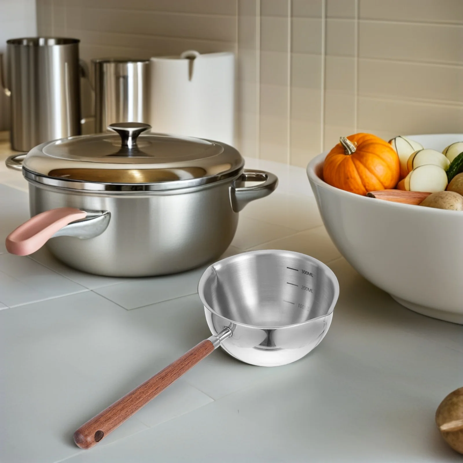 

1pc Stainless Steel Soup Ladle Dual Pour Spouts Heat Resistant Long Handle Ergonomic Design For Serving Hot Soups Stews Sauces