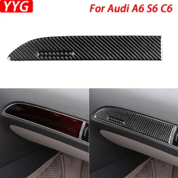 For Audi A6 S6 C6 2005-2011 Carbon Fiber Co-pilot Glove Box Cover Panel Strip Sticker Car Accessories Interior Modification