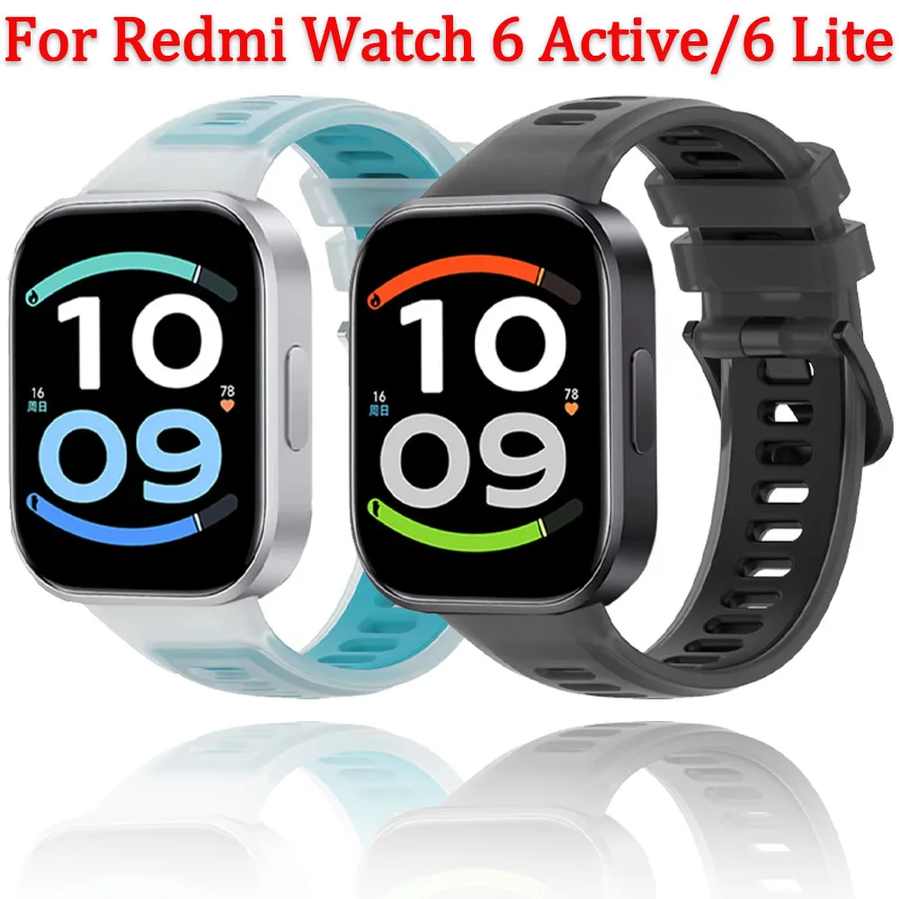 Sport Silicone Strap for Redmi Watch 6 Active/6 Lite Breathable Wristband for Redmi Watch 6 5 4/Xiaomi Band 10 9 8 Pro Bracelet