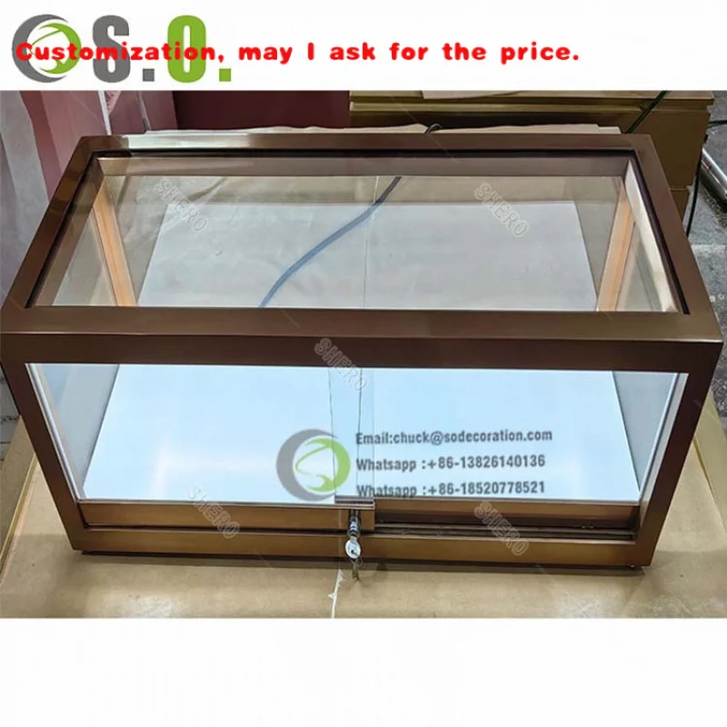 

custom.Trendy Custom Jewellery Display Cabinet Stainless Steel Led Lighting Lockable Glass Jewelry Showcase Display Cabinet