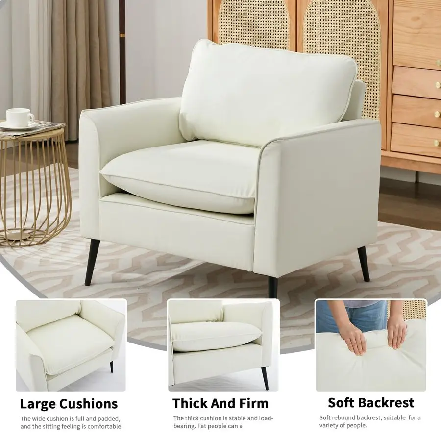 ชุดเก้าอี้หนังเทียม 2 ตัว, เก้าอี้มีที่วางแขนขนาดใหญ่สำหรับห้องนั่งเล่น, โซฟาสไตล์มิดเซ็นจูรี่สำหรับห้องนอนที่นั่งสบาย, เก้าอี้หุ้มเบาะเดี่ยว