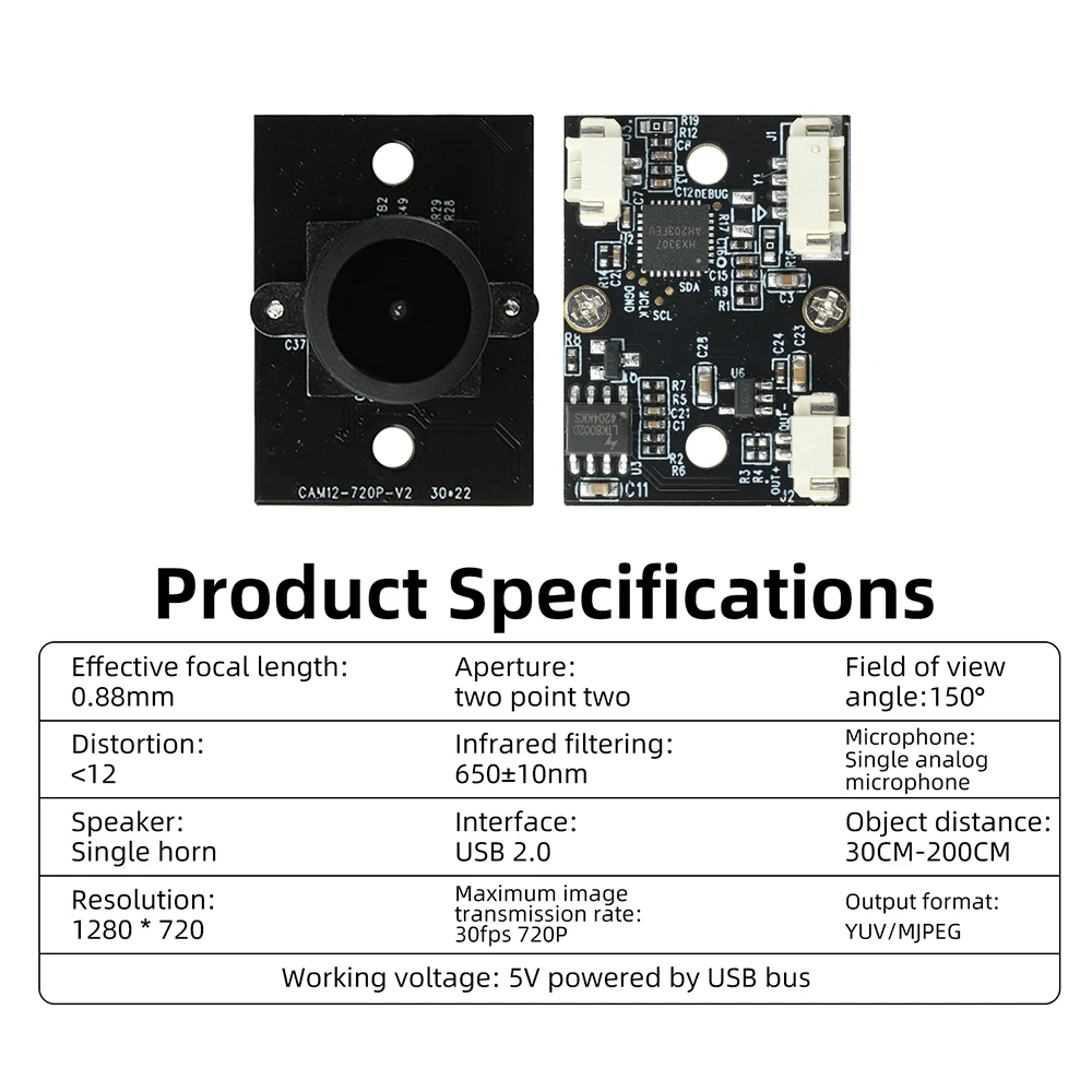 ESP32-S3 USB Camera Module 3-in-1 with Microphone Speaker 720P 1280*720 150° Wide Angle Lens for ESP32-S3 Development Board