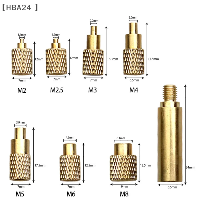 Heat Insert Nut Iron Tip TS100 Soldering Iron Tip Insert Internal Thread Head M2-M8 Brass Hot Melt Insert Nut Insertion Kit