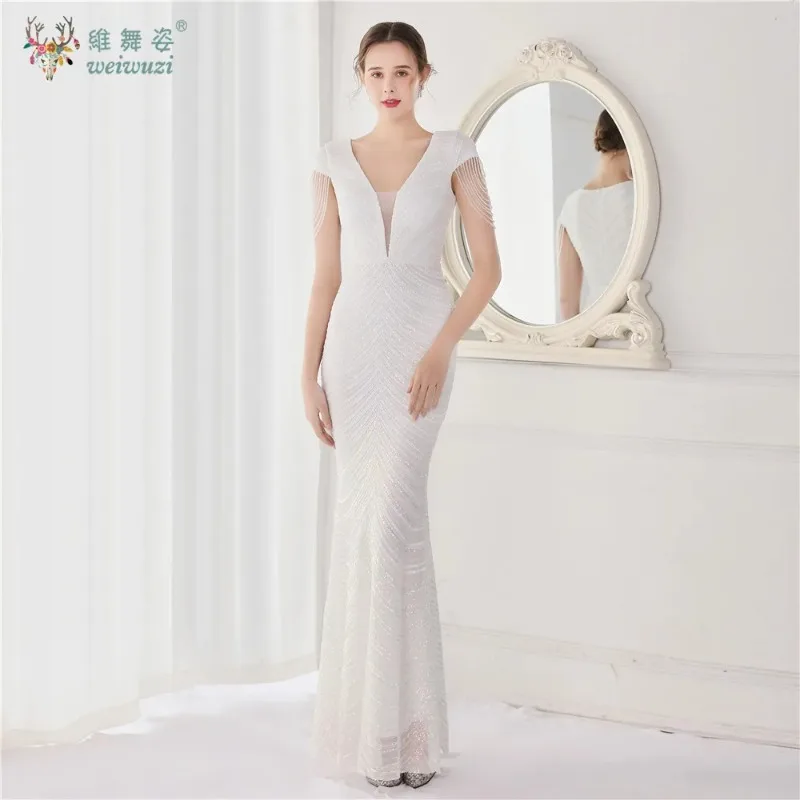 

Fixed Position Flower Bead Piece Water Diamond Inlaid Evening Dress Sexy Long Fish Tail Skirt Engagement Coming of Age Ceremony