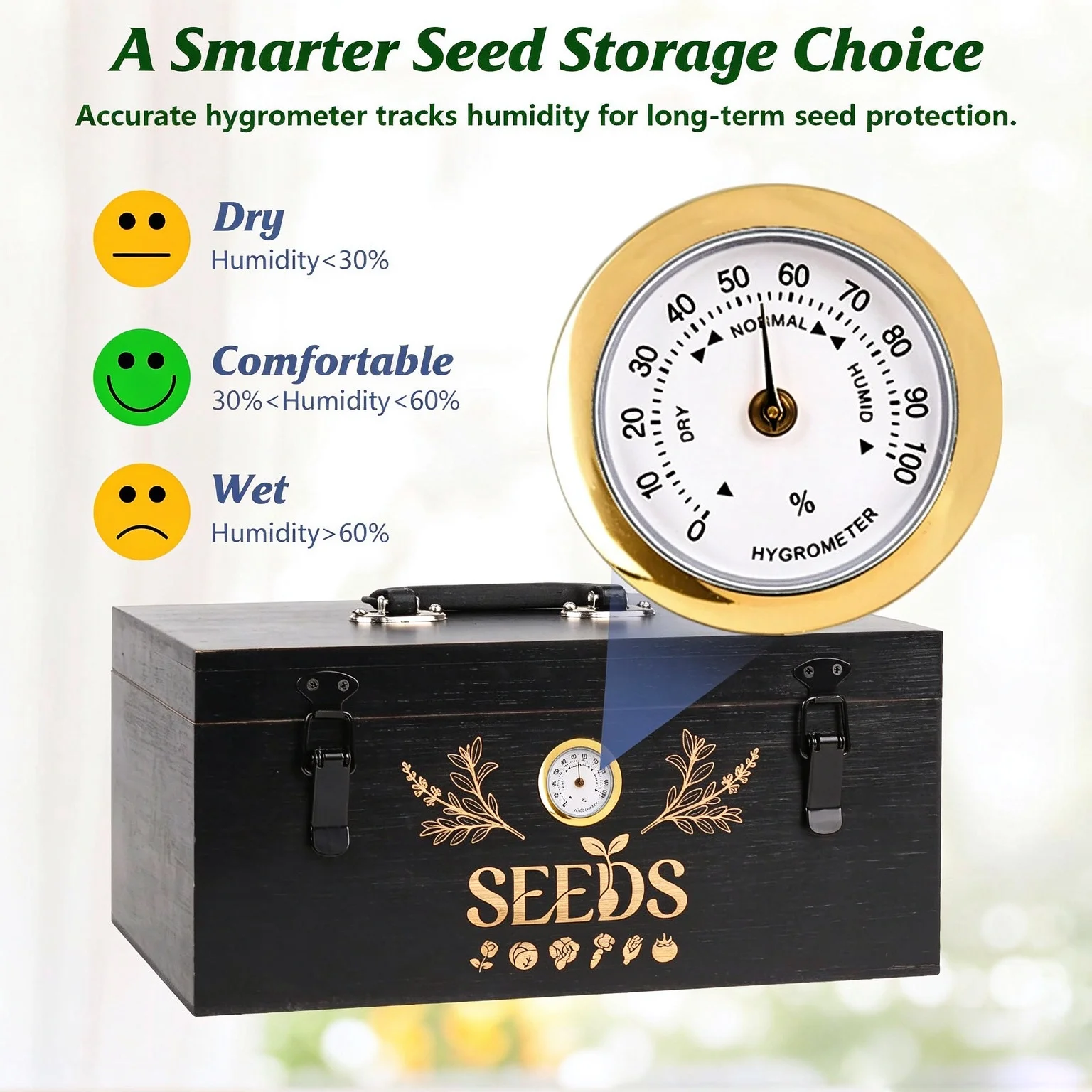 Seed Organizer Box Large Capacity Sorting Seed Storage Container with Tweezer Funnel and Sticker Garden Accessories