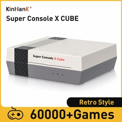 KINHANK Super Console X Cube Console de Jogos Retro, Suporte 60000 Videogames, 70 Emuladores para ARCADE, DC, NAOMI, MAME com Gamepads