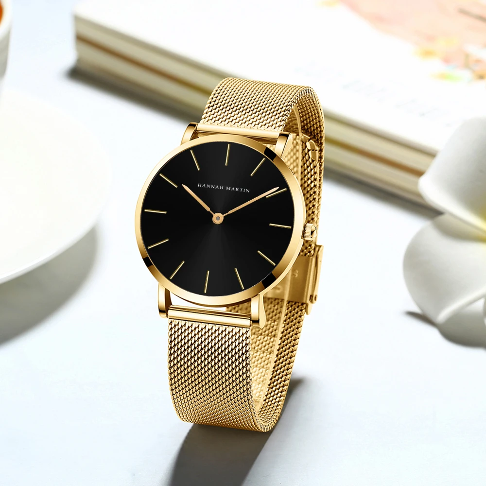 2023 neue Frauen Armbanduhr 1 Set Japan Quarzwerk Einfache Rose Gold Edelstahl Mesh Student Uhren Relogio feminino