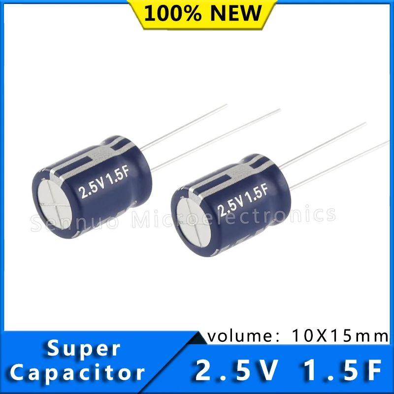 

2Pcs NEW 2.5V 1.5F 10x15mm B1010-2R5155-R 1.5 F (EDLC) Supercapacitor 2.5 V Radial, Can 300mOhm @ 1kHz 1000 Hrs @ 70°C