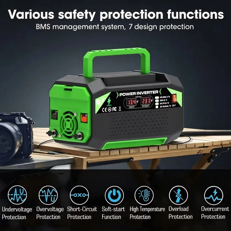 High-Quality Portable Power Converter, 5000W Car Power Inverter, 12V to 220V, Universal Socket, Universal Cigarette Lighter/