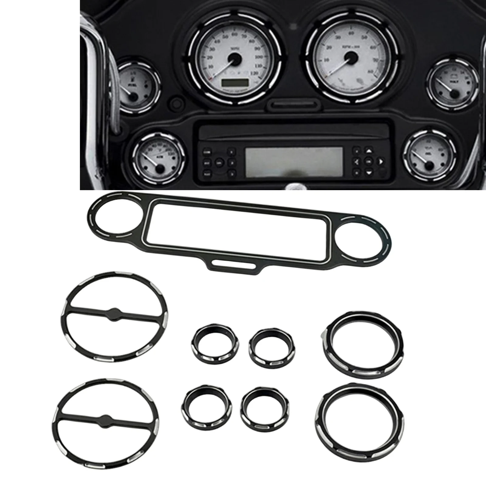 Pop Stereo Accent Speaker Speedometer Frame Trim Ring Cover For 1996-2013 Harley-Davidson Electra Glide Street Glide Trike Model