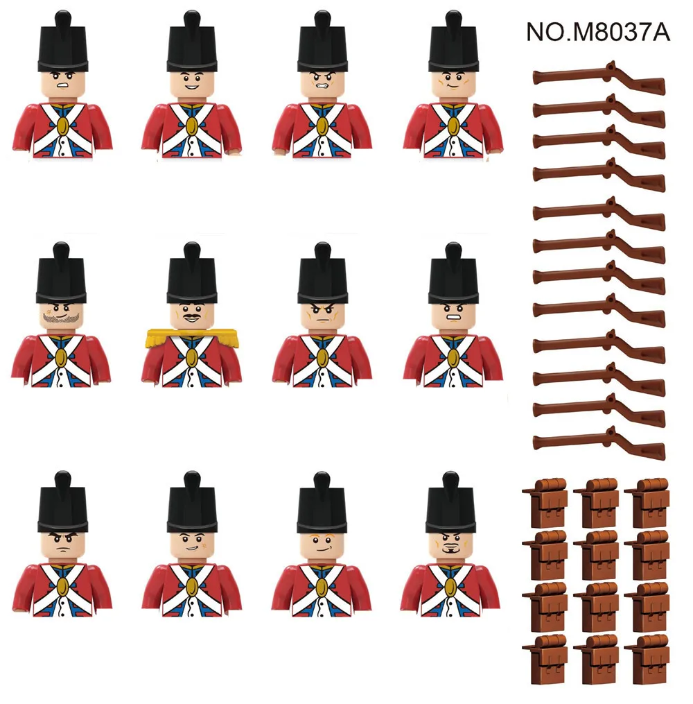 12pcs/lot Caribbean Medieval Royal Navy Pirates Figures Soldier Moc Building Blocks Military Army Bricks Toys for Boys Gift