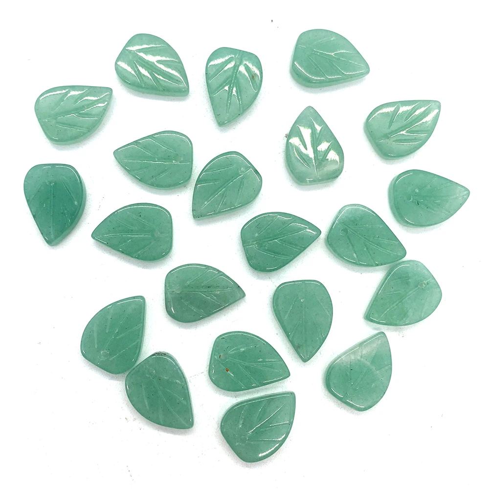 5pcs/pack Leaves Shaped Pendants Natural Semi-precious Stone Green Aventurine DIY for Making Necklace Bracelets Earrings 10x19mm