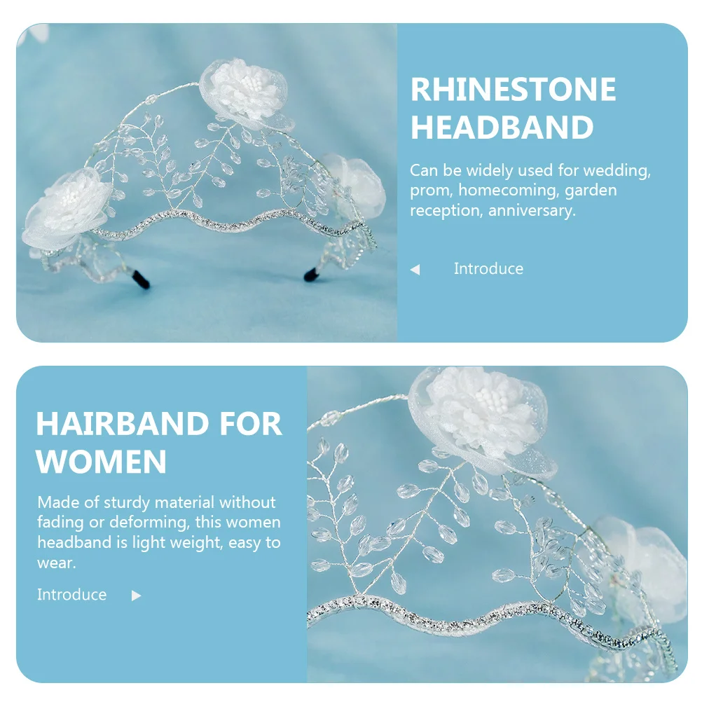 

Bridal Lace Rhinestone Headband Delicate Lightweight Hairband for Wedding Birthday Engagement Formal Party Hair Bands