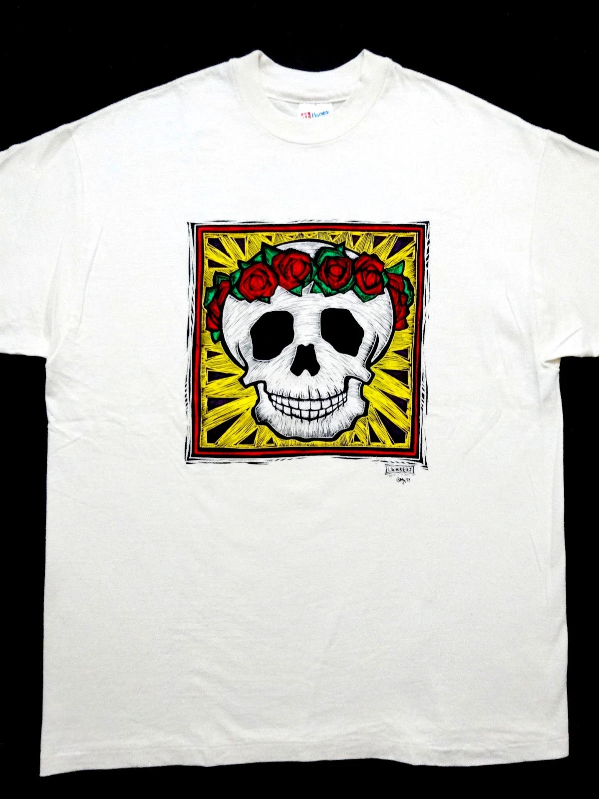 

Grateful Dead Shirt T Shirt Vintage 1993 Rose Garland Skull Sun Lambert XL New American T-shirt Men Short-sleeved Women