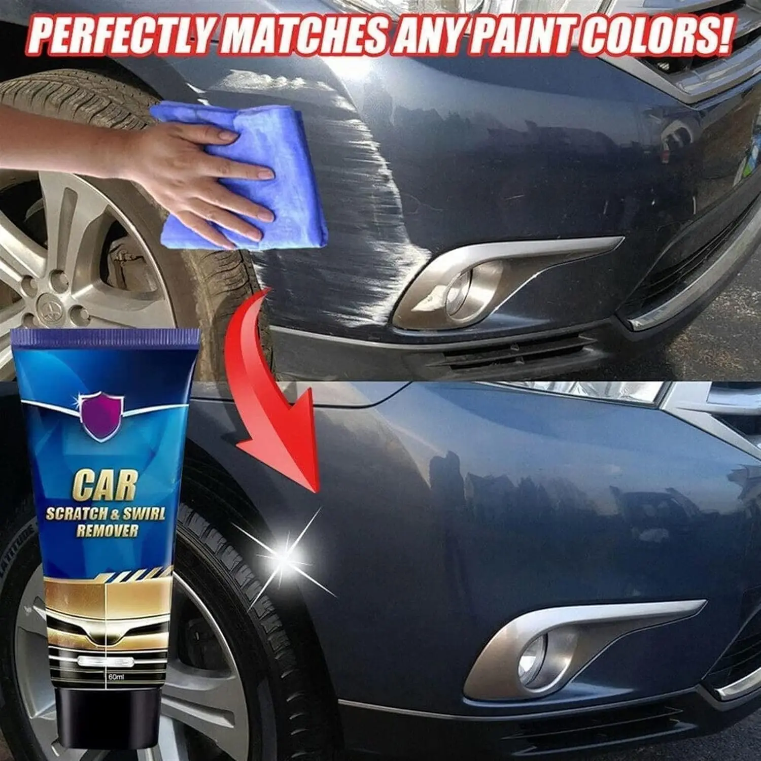 Scratch Remover , Scratch and Swirl Remover Solvent Repair Paint Scratches（120ML+Sponge）