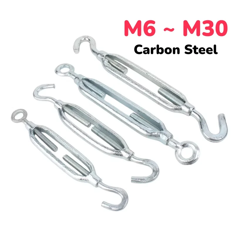 M6  ~ M30 Zinc Plated Carbon Steel C-0 Type Turnbuckle Screw Wire Rope Cable Tightener Open Body Turnbuckle