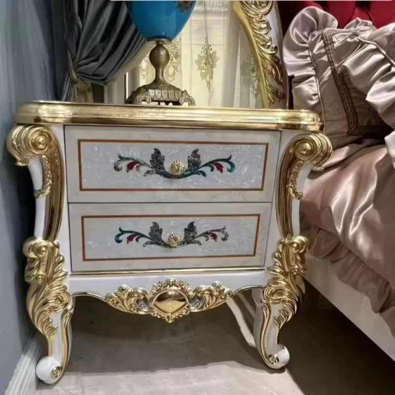 

Luxury gold simple bedside table high-end living room furniture accessories