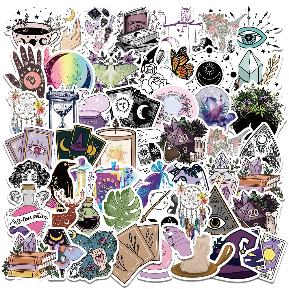 

10/50PCS Boho Wizard Series Poison Wizard Hat Staff Witchcraft Graffiti Decorative Waterproof Sticker Kids Toy