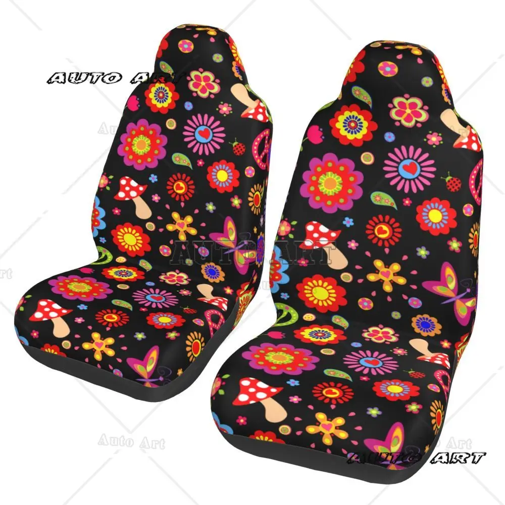 Funny Wallpaper Mushroom  2PCS Car Seat Cover Anti Fouling Front Seat Cushion Car Truck SUV Protective Cover  seat cover