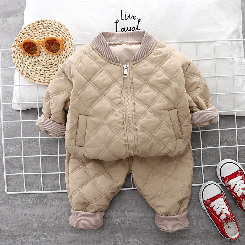 Winter Children Kids Cloth Warm Faux Down Keep Warm Clothing Sets Kids Girls Kids Boys Snowsuit Coats Pants Overcoat 0-5 Years