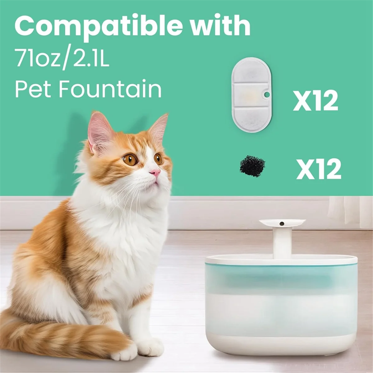 ABIY Cat Water Fountain Replacement Filters for PETLIBRO 71oz/2.1L Pet Fountain Triple Filtration Water Fountain Filters