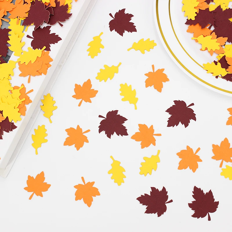 100 Stück Herbst-Dankfest-Hartriebblatt-Konfetti, Geburtstags- und Hochzeitsparty-Hartriebblatt-förmige Tischdekoration – Detail 2