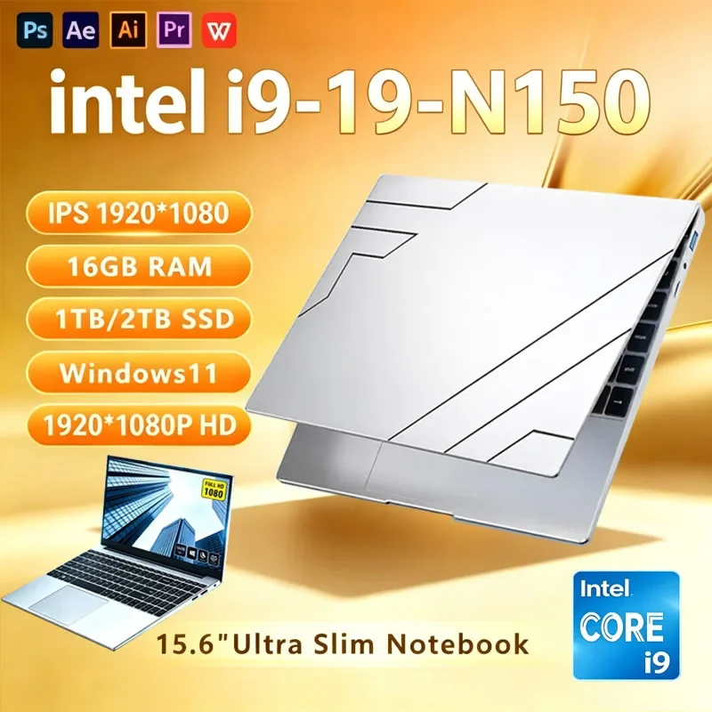 15.6 Windows 11 Laptops Intel Core N150 16GB RAM 1TB SSD Gaming Laptop Backlit Keyboard PC Fingerprint UnIock Computer