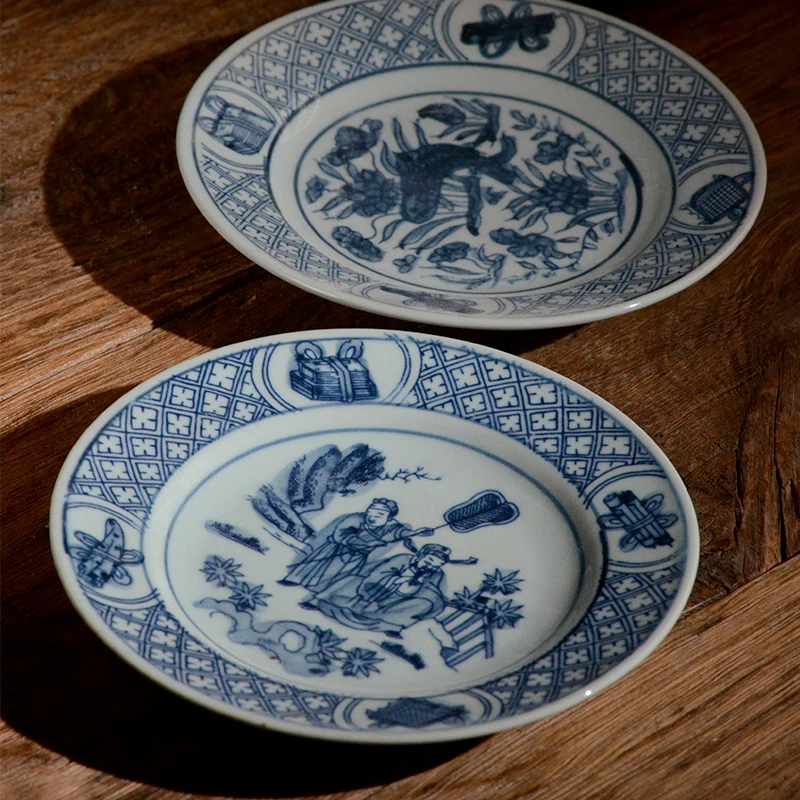 Jingdezhen Retro Ceramic Tray Classical Bblue And White Underglaze Tableware Tea Dish Teapot Holder Small Plate